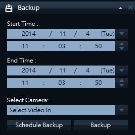 In the End Time fields, specify end date and time for the backup from the list Select the required camera from the camera list. You must select an individual camera Click the Backup button.