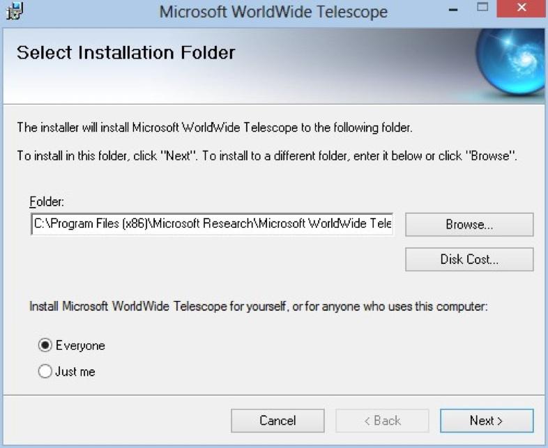Software Installation Software Installation 1. Install WWT Windows Client on all Servers both Master and Projector servers, http://www.worldwidetelescope.