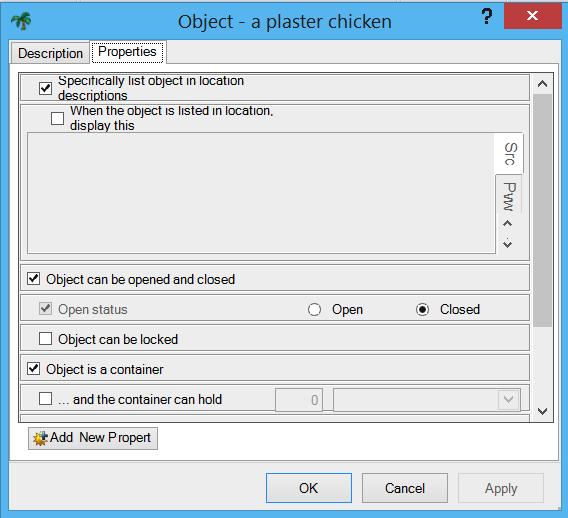 3. Finally, let's implement the key. It will be a dynamic object, and its initial location will be inside the plaster chicken. Set the Opening and Closing Text 1.
