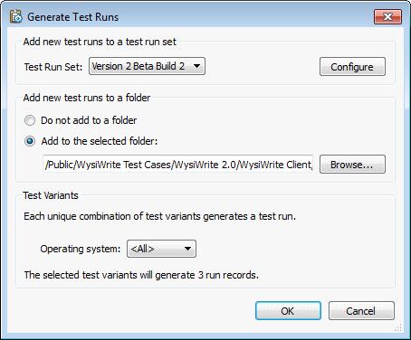 Add test runs to test run sets at generation time Add test runs to a test run set when they are generated.