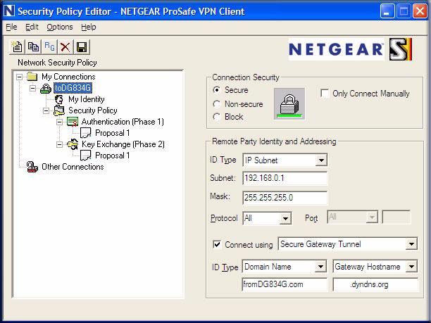Figure B-17 c. Select Secure in the Connection Security check-box group. d. Select IP Subnet in the ID Type drop-down list. e. In this example, type 192.168.0.