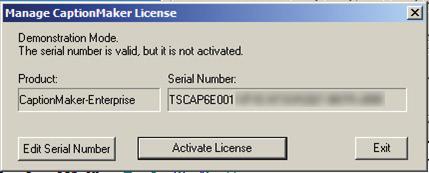 Click OK to continue. 5. If you already have a serial number, enter it in this dialog.