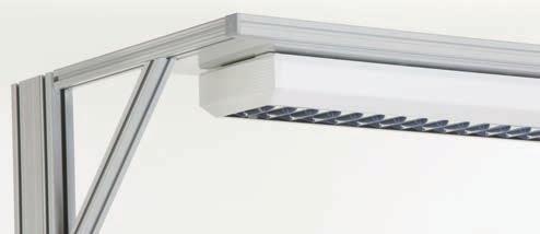 Equipped with x fluorescent tubes and electric ballast. With mounting plate for the fixation at the PROFI overhead frame.