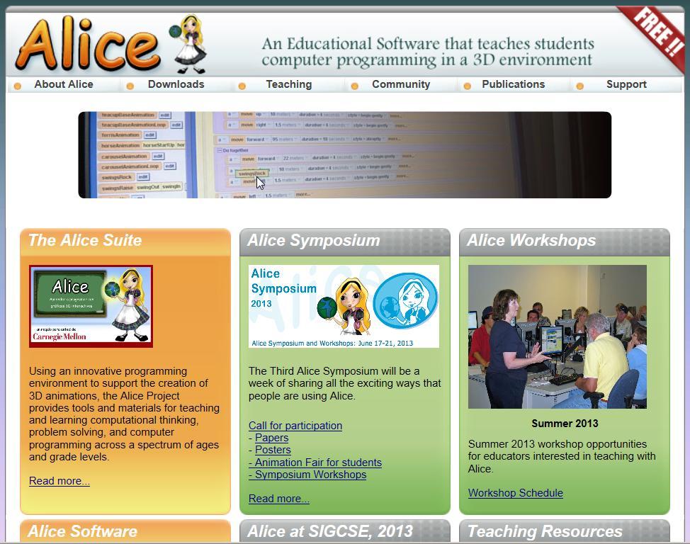 Alice Website Resources Free software downloads