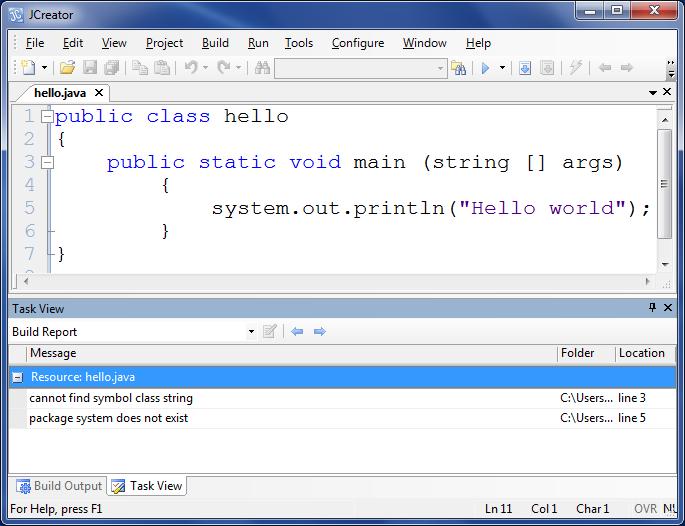 LexErr Example #3: The words String and System must be capitalized!