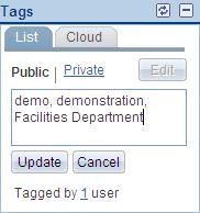 Private Select to view all of your private tags for the workspace itself. Edit Click the Edit button to edit your public or private tags for the workspace itself.