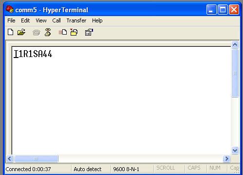 Now you will see a blank Hyper Terminal program box. Put your cursor in the box and type: px? That is the letter p followed by the letter x followed by a?