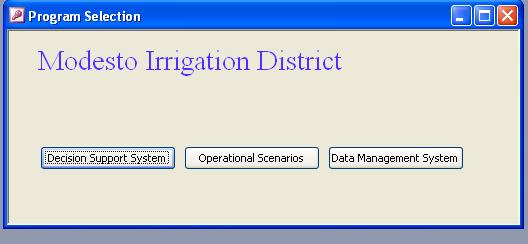 Tool Selection Menu The Tools Selection menu is used as a single entry point to the three tools included in the WFO application Data Management System (DMS), Decision Support System (DSS), and Well