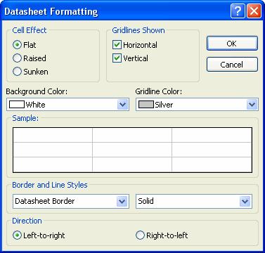 Chapter Three: Finding, Filtering, and Formatting Data 113 Lesson 3-8: Changing Gridline and Cell Effects Select a cell effect for your table. (Flat is the default setting.