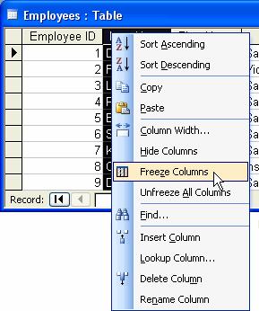 Most tables have so much information that it won t all fit on the same screen. When this happens, you have to scroll through the datasheet to add, delete, modify, and view information.