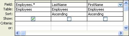 Chapter Two: Creating and Working with a Database 77 Lesson 2-9: Sorting a Query Using Multiple Fields Selecting the asterisk (*) in a query is the same as selecting all of a table s fields.