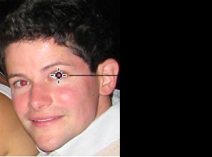 3. If the red-eye isn t fixed, drag the Size slider until the pointer is the same size as the red eye area, position the pointer over the red pupil, and