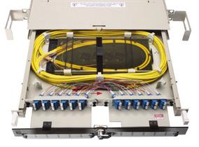 The cable terminates to a multi-fiber push-on connector (MPO), which enables a rapid plug-and-play connection. Panel models are available with 12-fiber, 3.