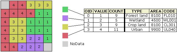 Raster Attributes Cell value attribute