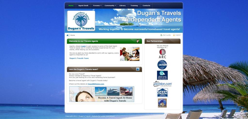 Dugan's Travels Agent Website User