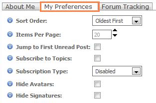 Forums All Quick Links My Settings Use this link to access your Forum Usability Settings. My Settings My Preferences You can control how you interact with Topics/Posts in the Forums.