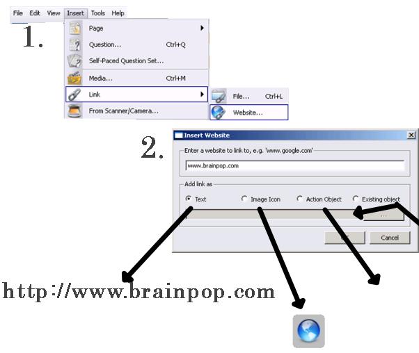 Inserting a Website To Insert a web link into a flipchart: Go to Insert > Link> Website >