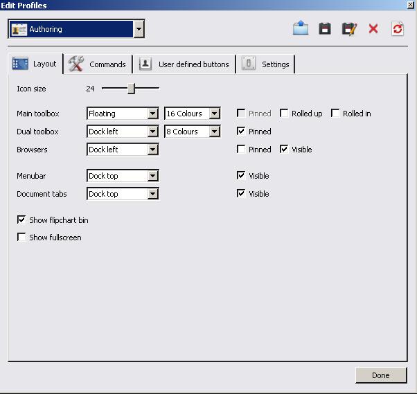 Edit User Define Button To change the number of colors or size of toolbox, click on the edit user define