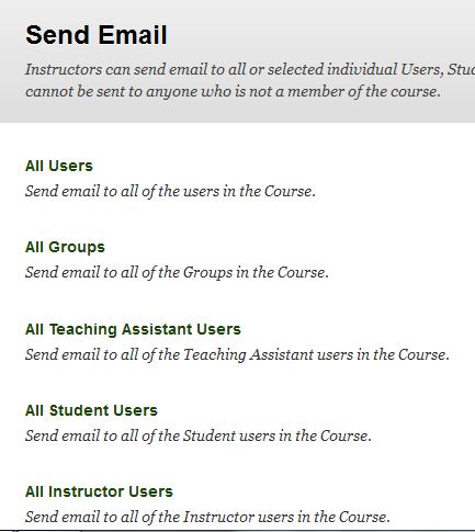 2. Click Send Email. 3. Select a group of recipients for your message. 4. Enter a Subject, and then type your email message and/or Attach a file.