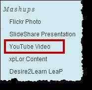 HANDS-ON EXERCISE: PART IV ADDING YOUTUBE VIDEOS TO COURSE CONTENT AREAS 1. Enter the course to add a YouTube video, and make sure your course s Edit Mode is set to ON. 2.