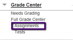 feature. Grading Assignments Once an assignment has been created, a column is automatically created in the Grade Center.