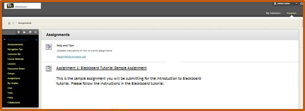 Lesson 4: Submitting an Assignment This lesson teaches you how to submit an assignment by uploading it to Blackboard.