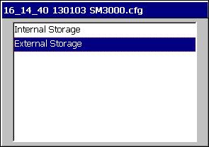 If the configuration is to be saved only to the media card, select 'Save Configuration'. 5. Select 'External Storage'. 4. Select 'External Storage' to save to the media card. 6.