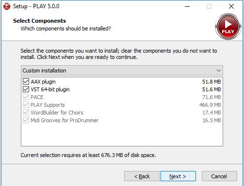 Unless you do not want to install the AAX plugin, and/or the VST 64-bit plugin, simply proceed to the next dialog by clicking Next.
