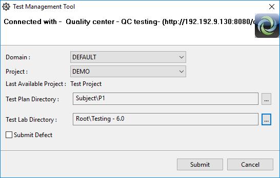 1) Select Quality Center from Tool Type drop down. 2) Select URL from URL drop down.