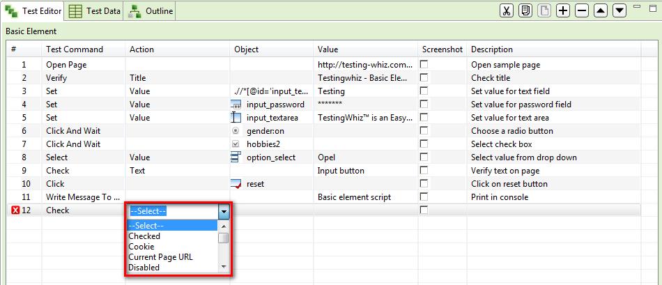 Refer Section Add Test Command to learn how to add a test step and select test command before adding an Action. 7.2.