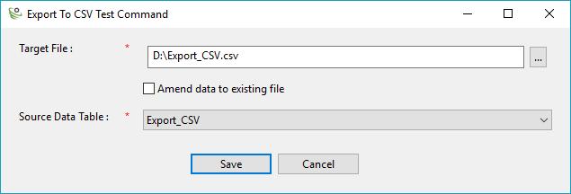 2 CSV The CSV action enables users to export the data into the CSV file format. [Note: After selecting the CSV action, user needs to provide Target File in.