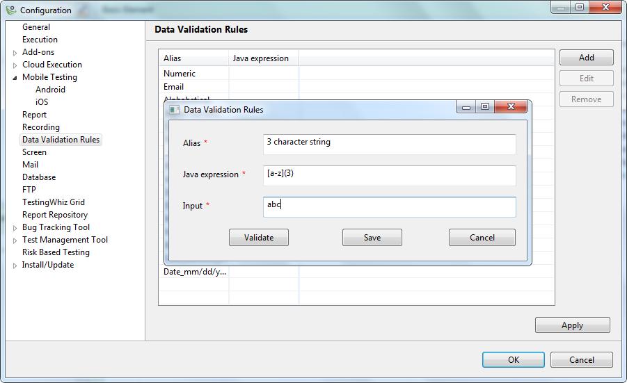 VIII. Data Validation Rules: Set up Data Validation Rules for The Process of Data Cleansing. [Note: By default, TestingWhiz provides 9 Alias for data validation.
