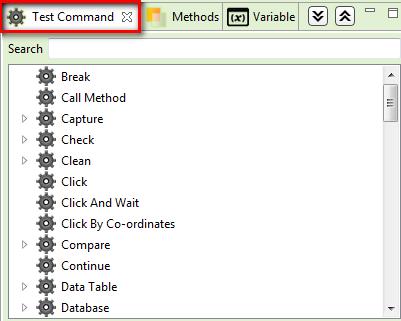 2.6 Test Command, Methods and Variable Tab 2.6.1 Test Command Use Test Command Tab to view the list of available commands defined in the system.