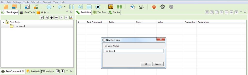 to create a New Test Case within OR Right click on the Test Suite and click Add.