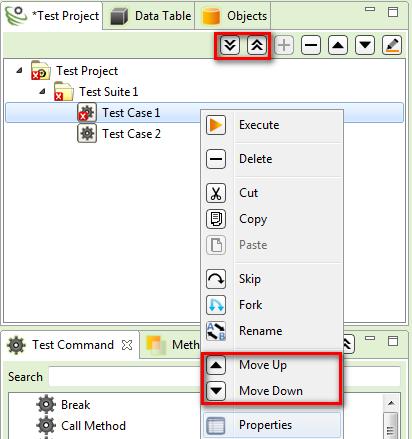 3.2.3.6 Move Up or Move Down a Test Script Select a Test Script and click or respectively to Move