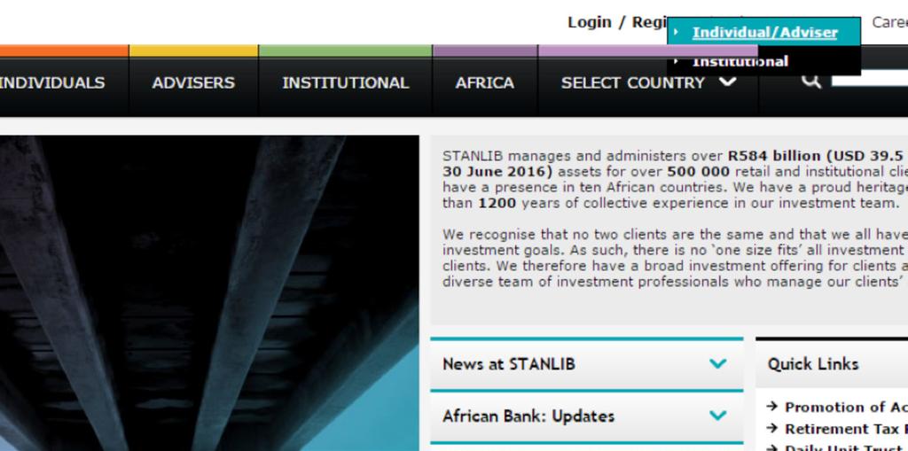 5. How to log in to STANLIB Online Click on Login / Register