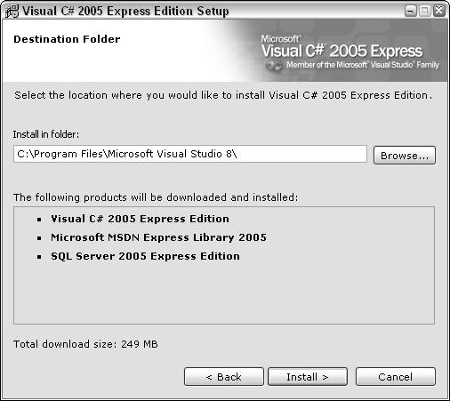 Starting Strong with Visual C# 2005 Express Edition In addition to the products covered in the Express version of MSDN, MSDN contains a ton of articles and information for all the various Microsoft