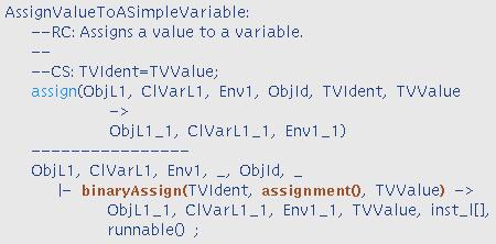 Figure 1: A Typol Rule for the Assignment. The object languages are manipulated via their abstract syntax.