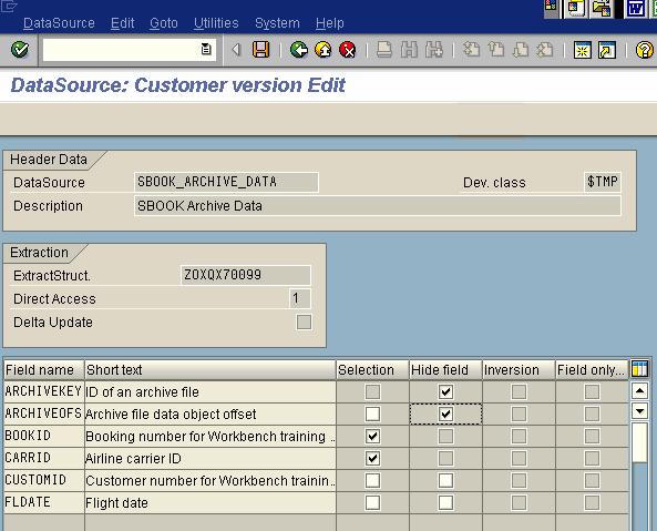 (See step above for the description how to determine the structure table name). 3. Save your DataSource.
