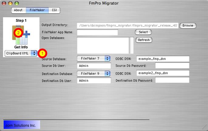 Step 1 - Paste Table into FmPro Migrator On the FileMaker tab of the main FmPro Migrator window, select the "ClipBoard XML" menu item, then click the Get Info button.