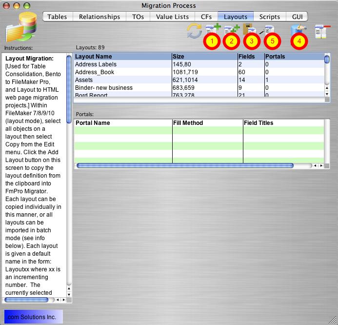 Step 2 - Layouts Tab The Layouts tab provides an interface for managing layouts during a migration project.
