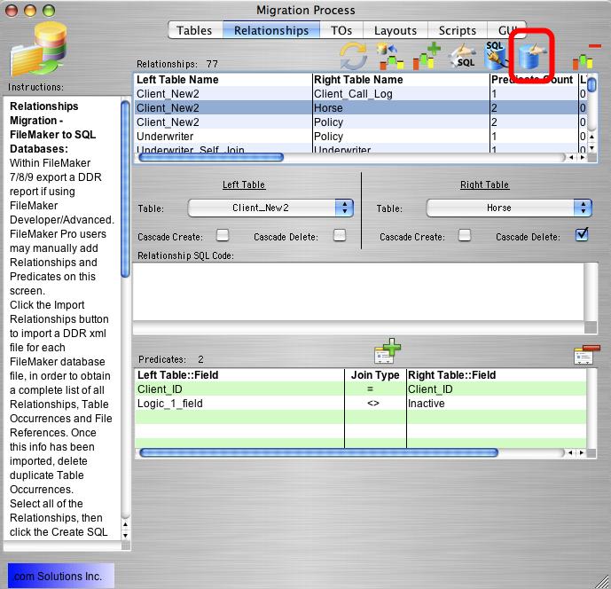 Step 6 - Create Relationships Click the Relationships tab. Click the Create All Relationships in FileMaker button.