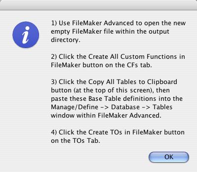Step 6 - Create Custom Functions Click the Ok button on the information dialog.
