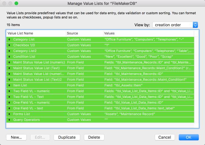 Step 7 - FileMaker 16 Paste Value Lists into Manage Value Lists Window FmPro Migrator will: 1) Put the Value Lists data onto the clipboard in the correct format for FileMaker to read.