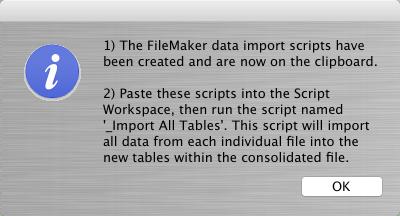 Step 8 - Click Ok to Creation Dialog The import scripts have been generated and put onto the