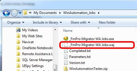 2) Delete the Parameters.txt and Clipboard.txt files from within the C:\My Documents\WinAutomation_Jobs folder. 3) Restart Windows.