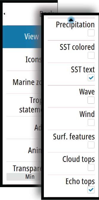 When color coding is selected, the SST color bar is shown on the left side of the display. You define how the color codes are used to identify sea surface temperature.