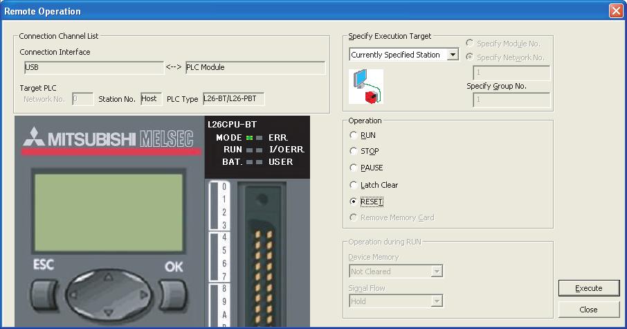CHAPTER 3 CPU MODULE FUNCTIONS 3.12.3 Remote RESET This operation externally resets the CPU module when the CPU module is in the STOP status.