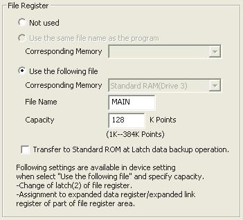 (6) Setting method (a) File register setting When using a file register, select "Use the following file".