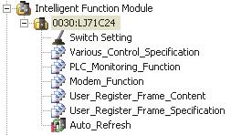 Upon completion of the setting above, parameters for the intelligent function module appear in the "Project" window. To set the intelligent module parameters, refer to the following.